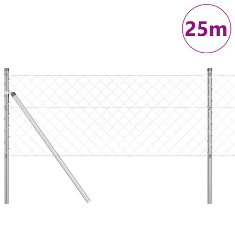 Vidaxl afrasteringspaal zilver 25 x 0,4 m (60 x 60 mm gaas) staal