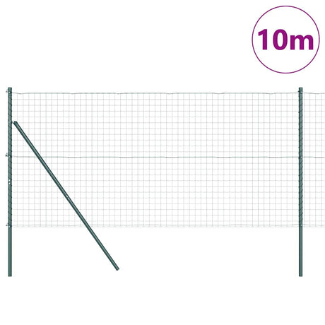 Vidaxl hek met paal groen 1,4 x 10 m staal en pvc