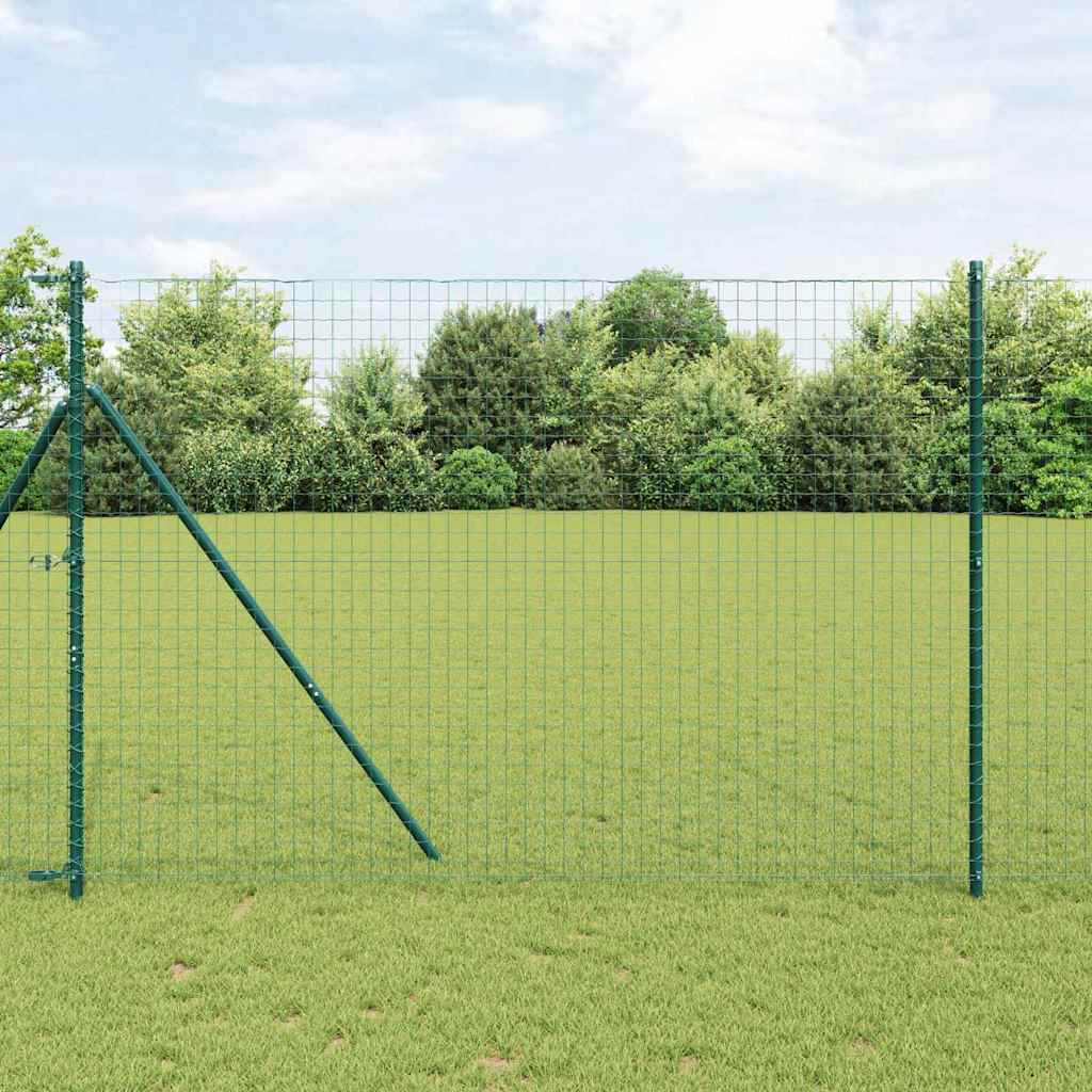 Vidaxl hek met paal groen 1,5 x 10 m staal en pvc