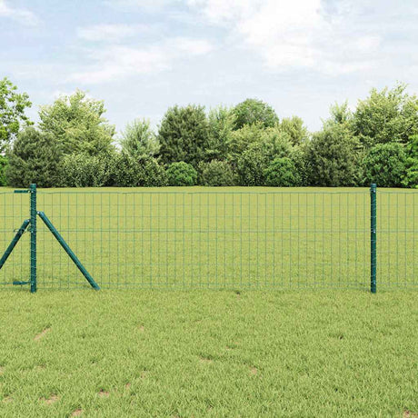Vidaxl hek met paal groen 0,8 x 10 m staal en pvc