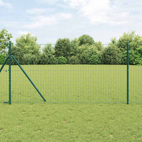 Vidaxl hek met paal groen 1,4 x 10 m staal en pvc