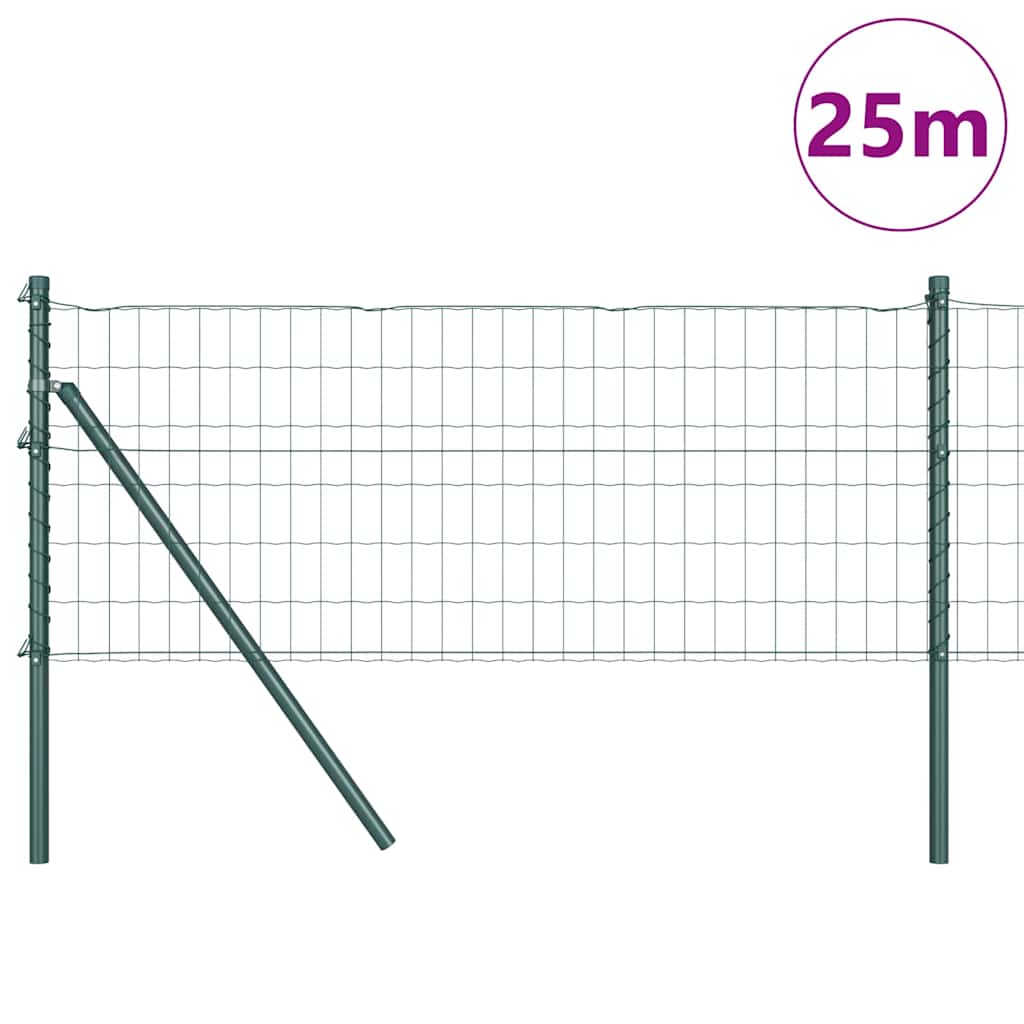 Vidaxl hek met paal groen 0,4 x 25 m staal en pvc