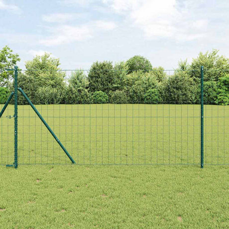 Vidaxl hek met paal groen 1 x 25 m staal en pvc
