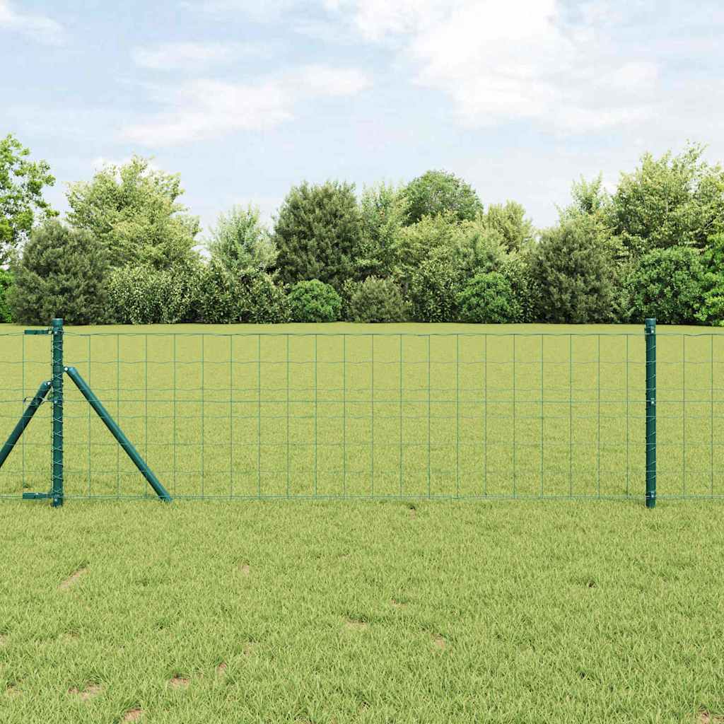 Vidaxl hek met paal groen 0,6 x 25 m staal en pvc