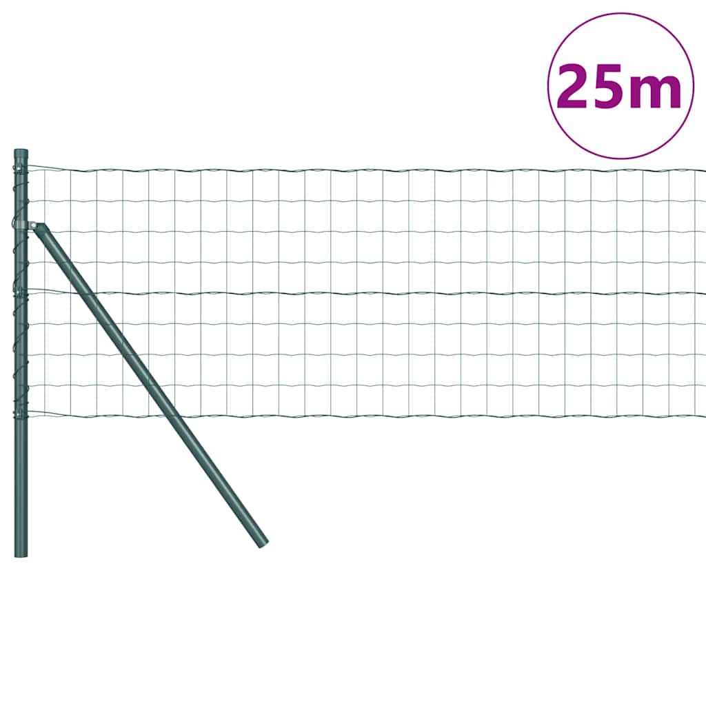 Vidaxl hek met paal groen 0,6 x 25 m staal en pvc