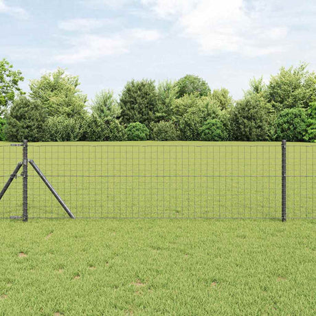 Vidaxl hek met paal grijs 0,8 x 10 m staal en pvc