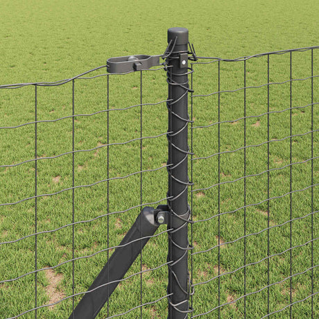 Vidaxl hek met paal grijs 1 x 10 m staal en pvc