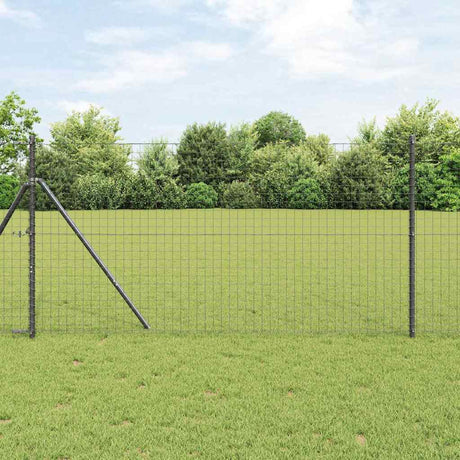 Vidaxl hek met paal grijs 1,2 x 10 m staal en pvc