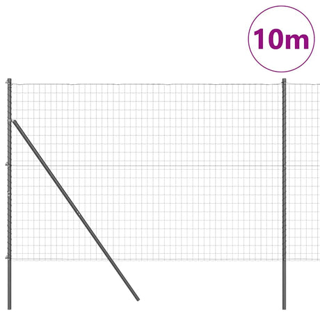 Vidaxl hek met paal grijs 1,6 x 10 m staal en pvc