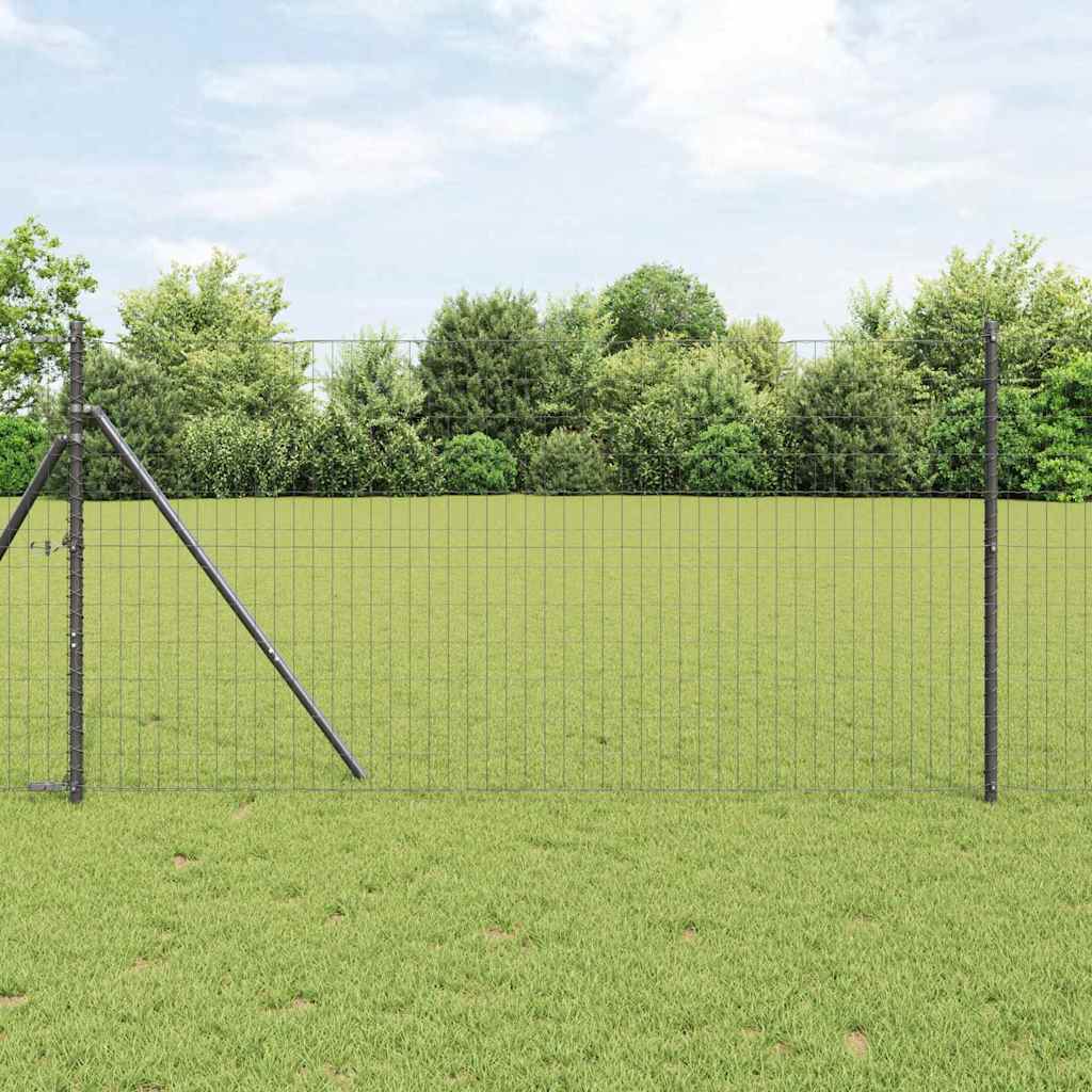 Vidaxl euro-hek met grondbevestiging 10 x 1,4 m pvc-coated staal grijs