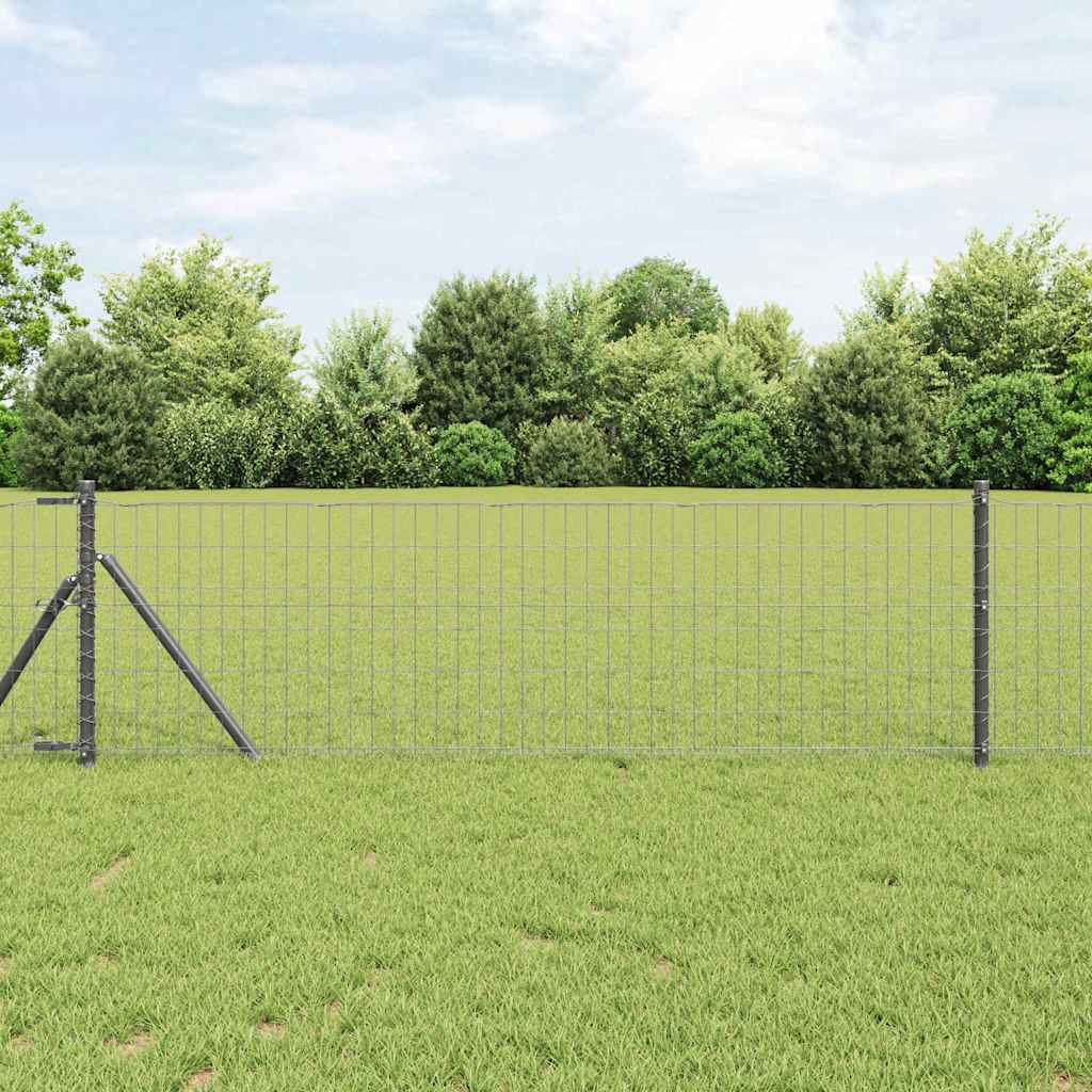 Vidaxl hek met paal grijs 0,4 x 25 m staal en pvc