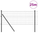 Vidaxl hek met paal grijs 0,8 x 25 m staal en pvc