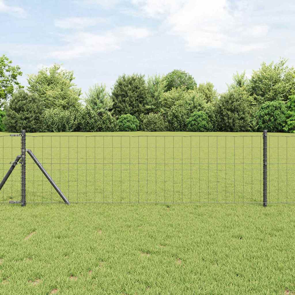 Vidaxl hek met paal grijs 0,8 x 25 m staal en pvc