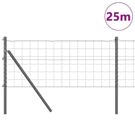 Vidaxl hek met paal grijs 0,4 x 25 m staal en pvc