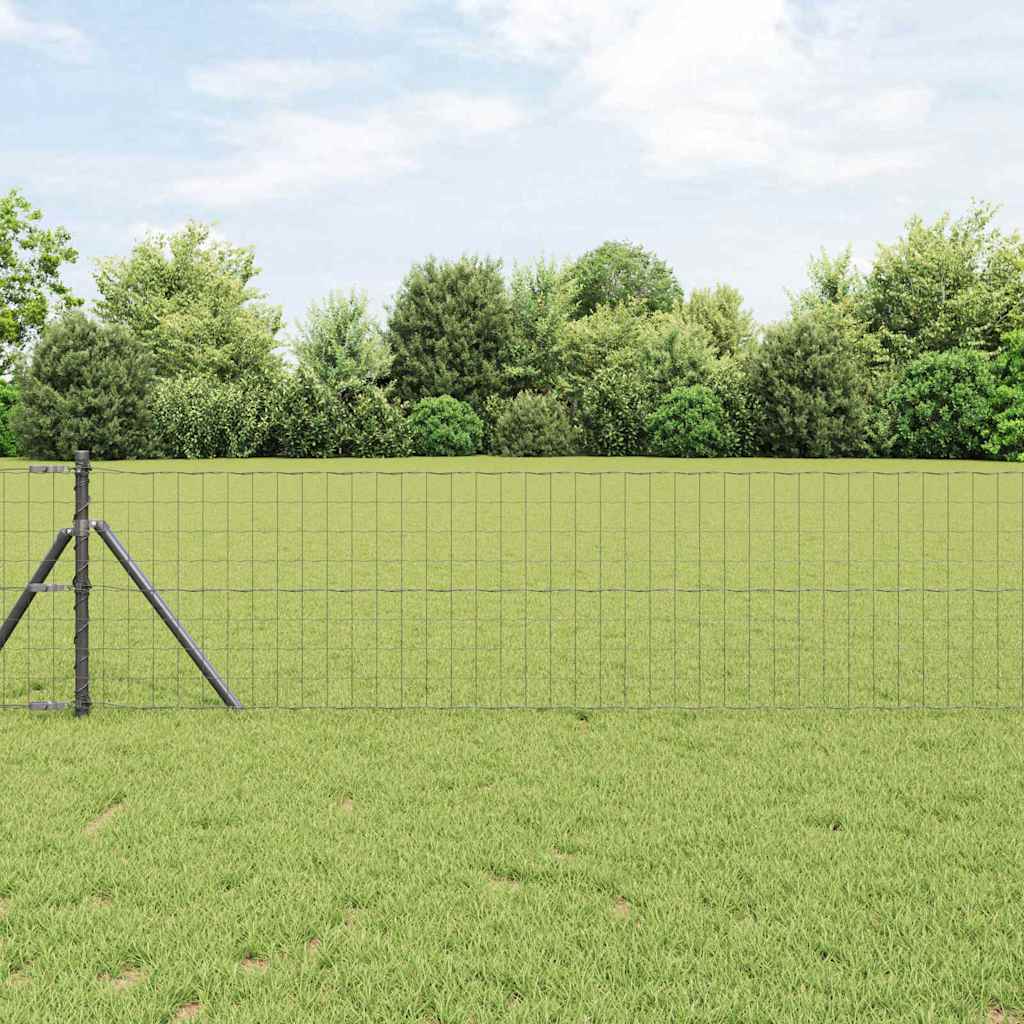 Vidaxl hek met paal grijs 0,4 x 10 m staal en pvc