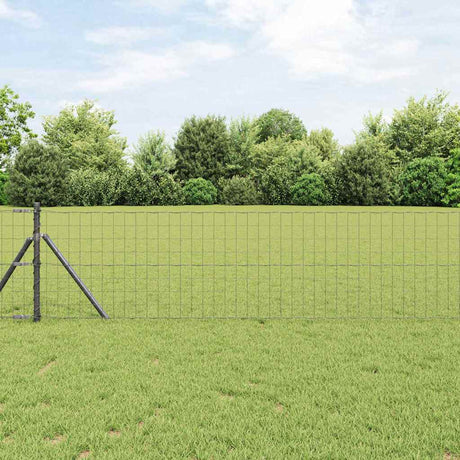 Vidaxl hek met paal grijs 0,4 x 25 m staal en pvc