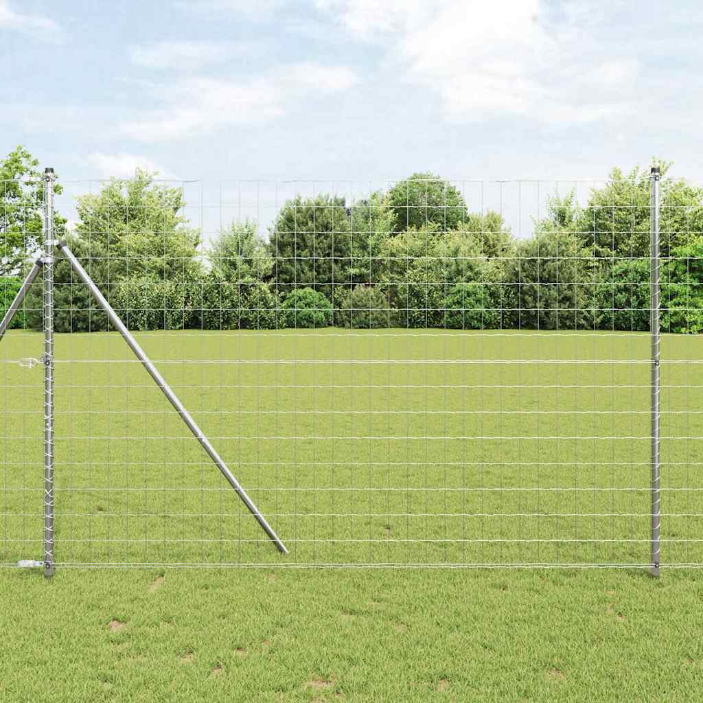 Vidaxl hek met paal zilver 1,5 x 10 m staal en pvc