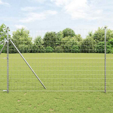 Vidaxl hek met paal zilver 1,5 x 10 m staal en pvc