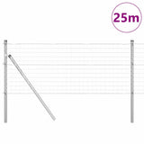 Vidaxl hek met paal zilver 0,6 x 25 m staal en pvc