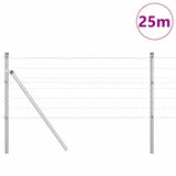 Vidaxl hek met paal zilver 0,6 x 25 m staal en pvc