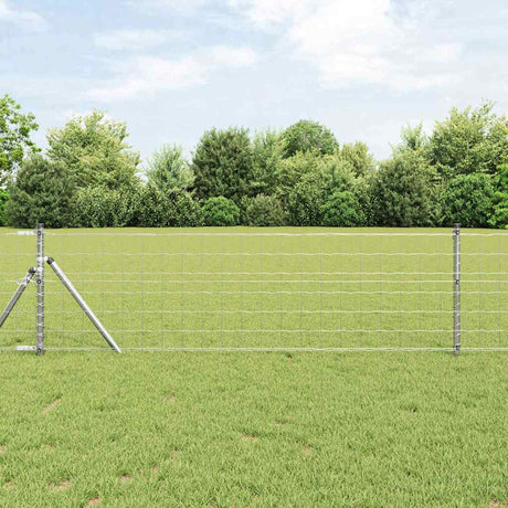 Vidaxl hek met paal zilver 0,8 x 25 m staal en pvc