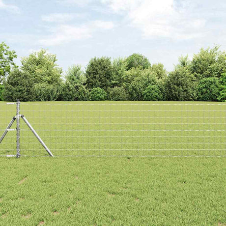 Vidaxl hek met paal zilver 0,8 x 10 m staal en pvc