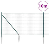 Vidaxl hek met paal groen 1 x 10 m staal en pvc