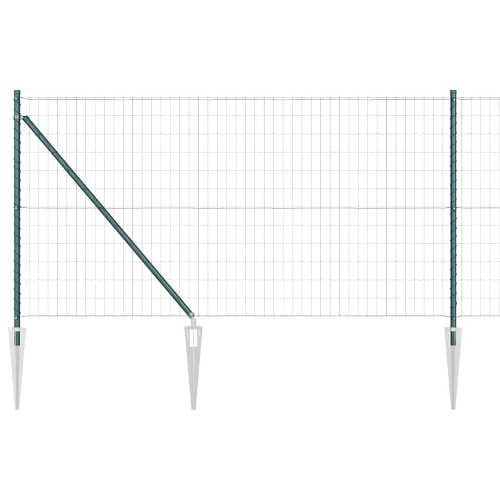 Vidaxl hek met paal groen 1 x 10 m staal en pvc