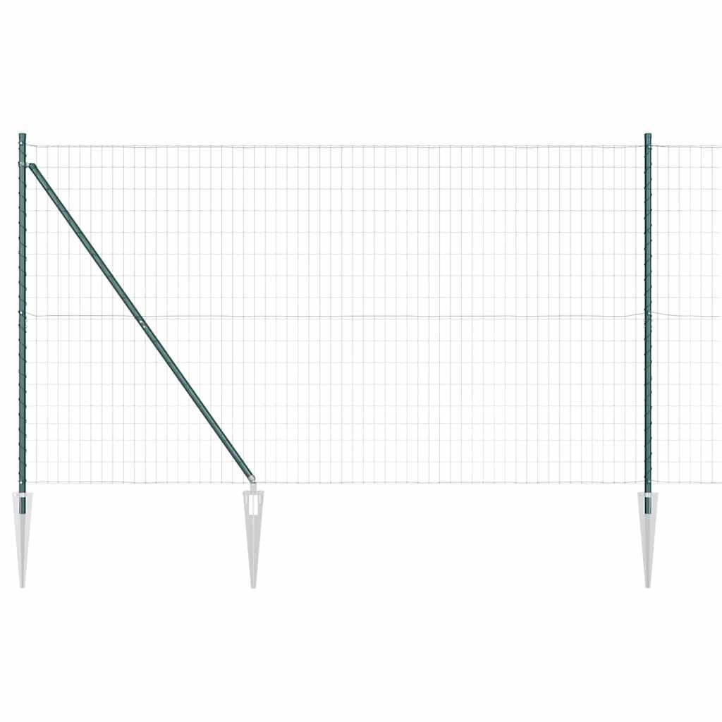 Vidaxl hek met paal groen 1,5 x 10 m staal en pvc