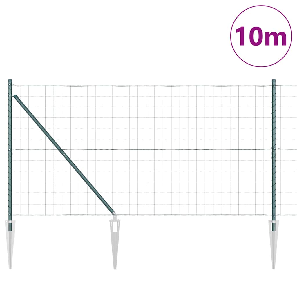 Vidaxl hek met paal groen 1,2 x 10 m staal en pvc