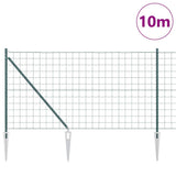 Vidaxl hek met paal groen 1,4 x 10 m staal en pvc