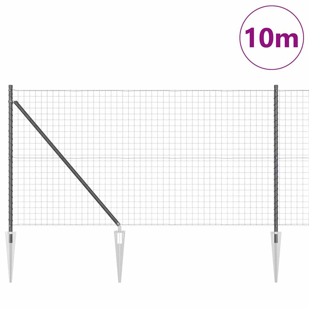 Vidaxl hek met paal grijs 1 x 10 m staal en pvc