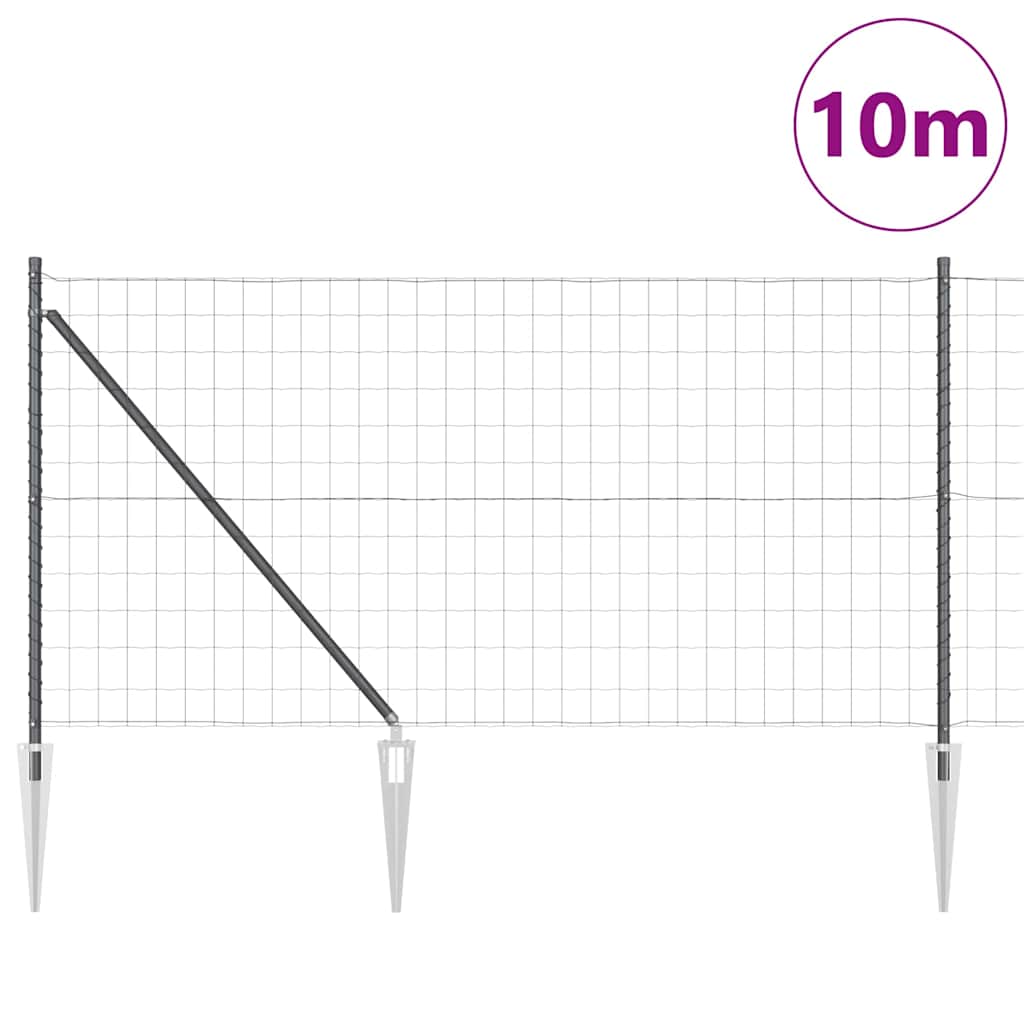 Vidaxl hek met paal grijs 1 x 10 m staal en pvc