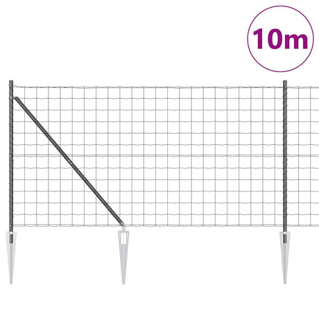 Vidaxl hek met paal grijs 1,4 x 10 m staal en pvc