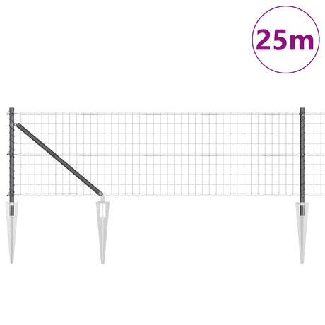 Vidaxl hek met paal grijs 0,4 x 25 m staal en pvc