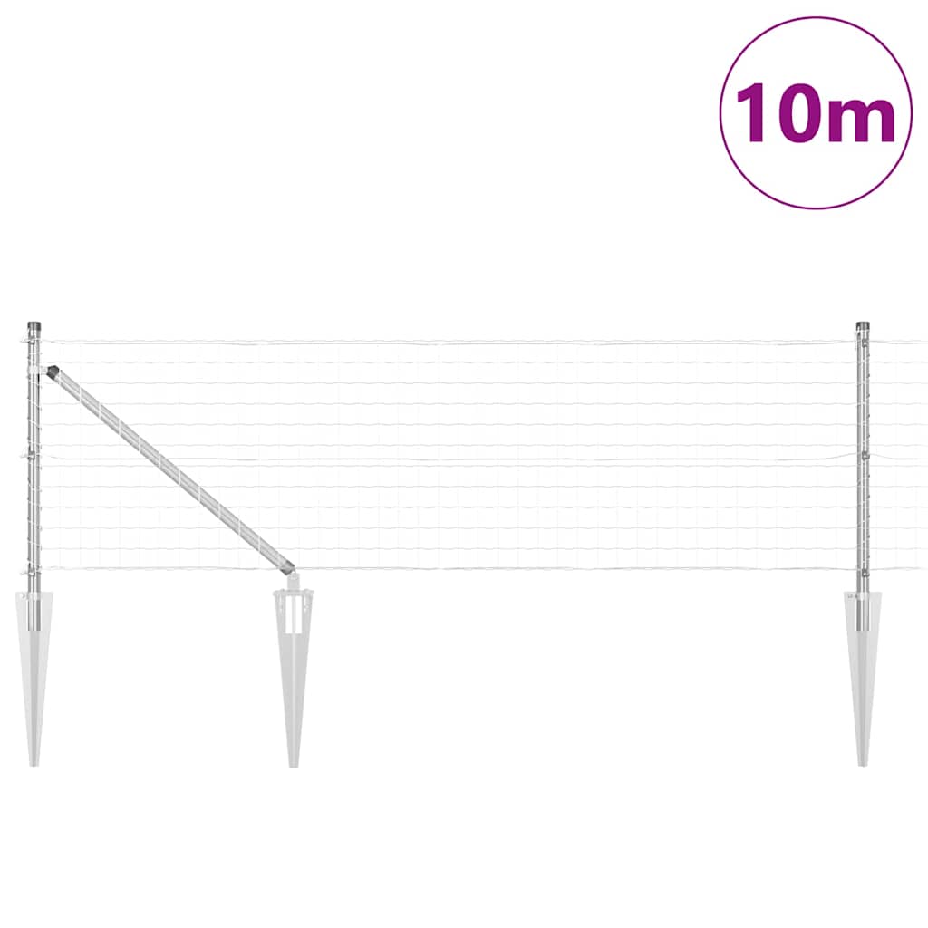 Vidaxl hek met paal zilver 0,6 x 10 m staal