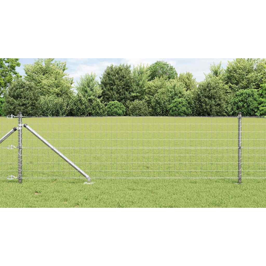 Vidaxl hek met paal zilver 0,8 x 10 m staal
