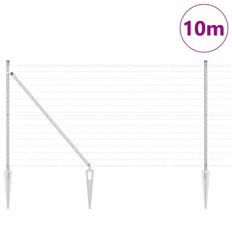 Vidaxl hek met paal zilver 1 x 10 m staal