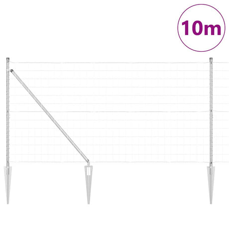 Vidaxl hek met paal zilver 1,2 x 10 m staal