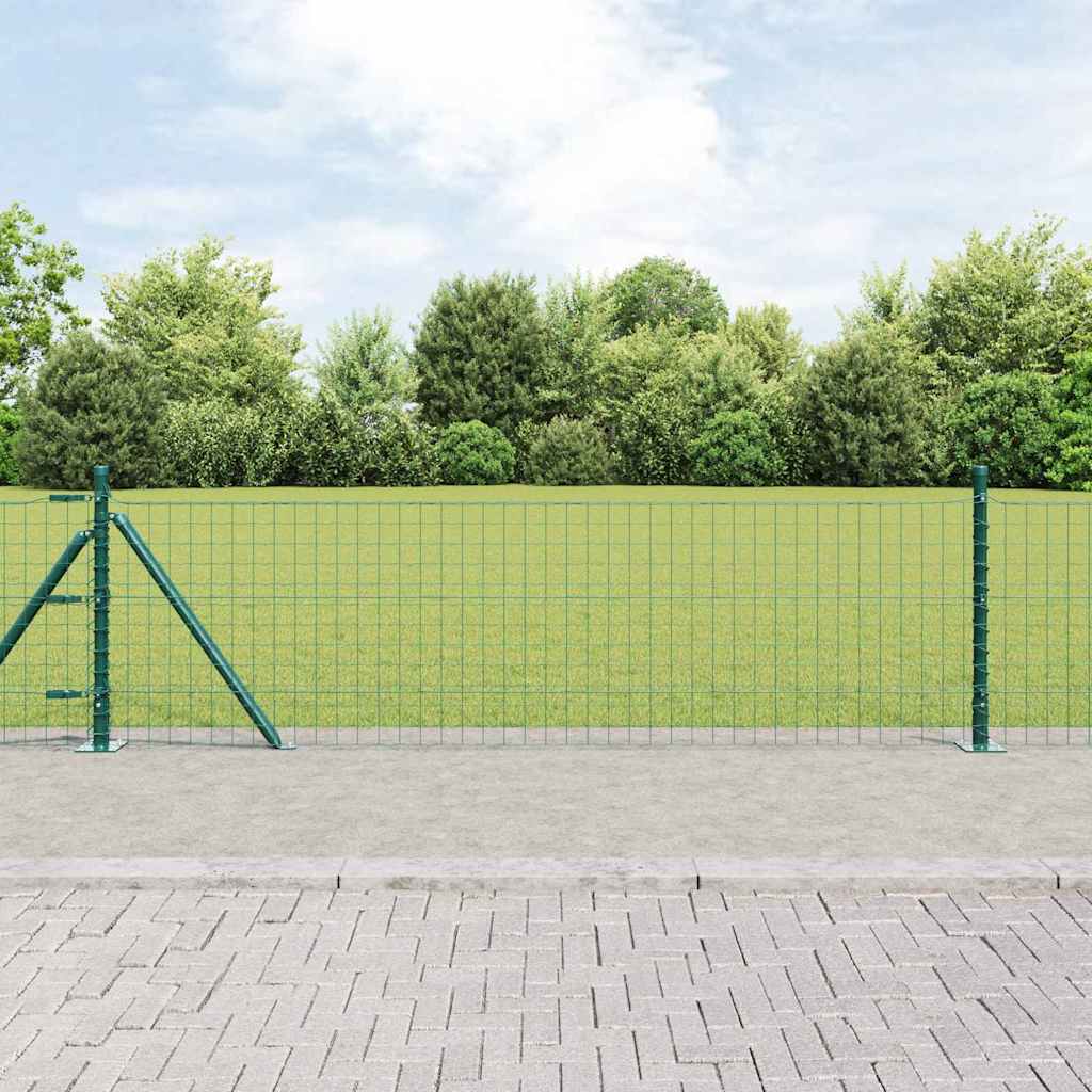 Vidaxl hek met paal groen 0,6 x 25 m staal en pvc
