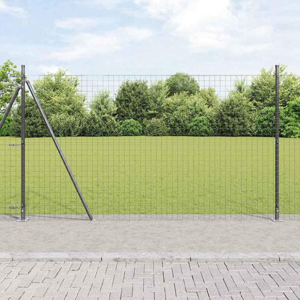 Vidaxl hek met paal grijs 1,6 x 10 m staal en pvc