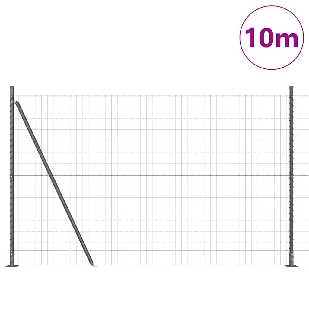 Vidaxl hek met paal grijs 1,6 x 10 m staal en pvc