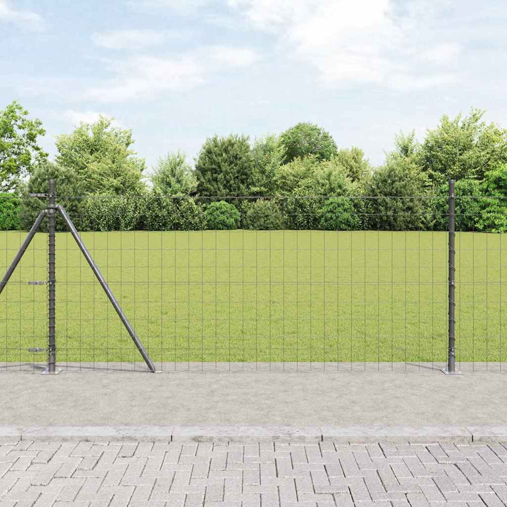 Vidaxl hek met paal grijs 1 x 10 m staal en pvc