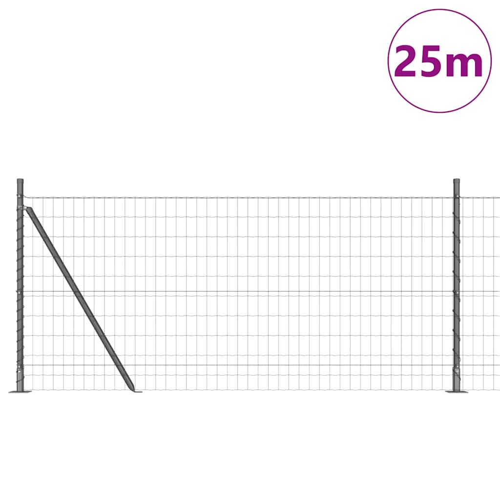Vidaxl hek met paal grijs 0,8 x 25 m staal en pvc