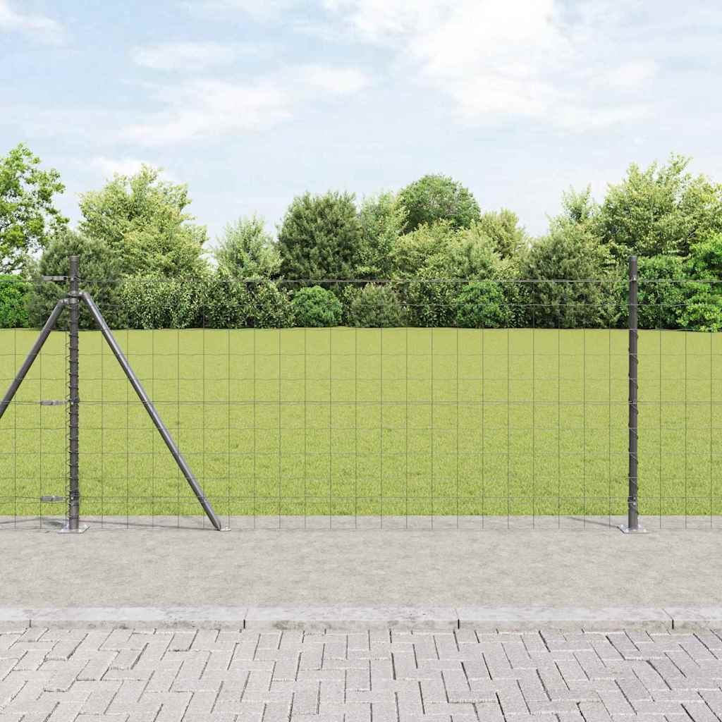 Vidaxl hek met paal grijs 1 x 25 m staal