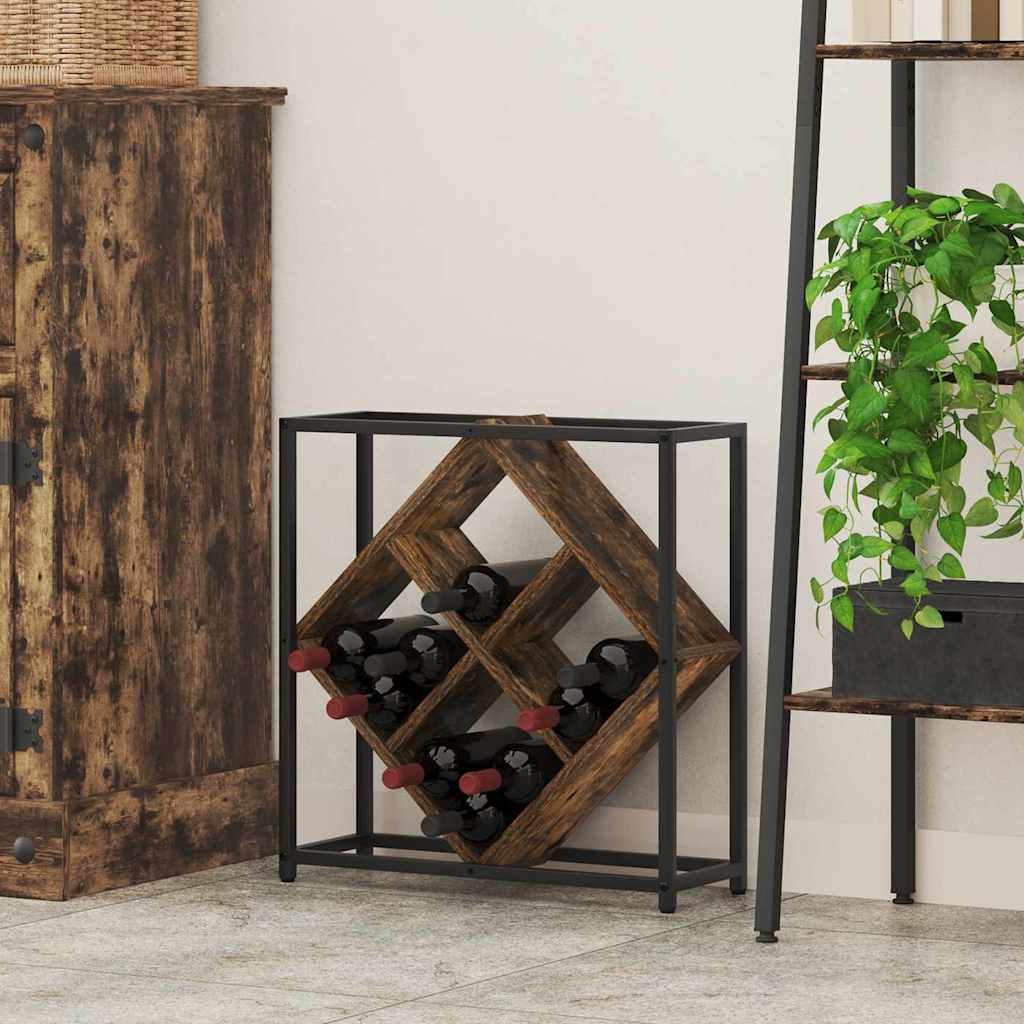 Vidaxl wijnrek 16 flessen bewerkt hout gerookt eiken