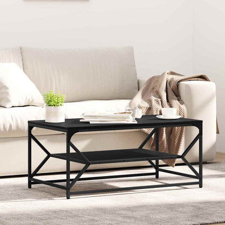 Vidaxl salontafel zwart eiken 90 x 50 x 40 cm engineered hout en staal