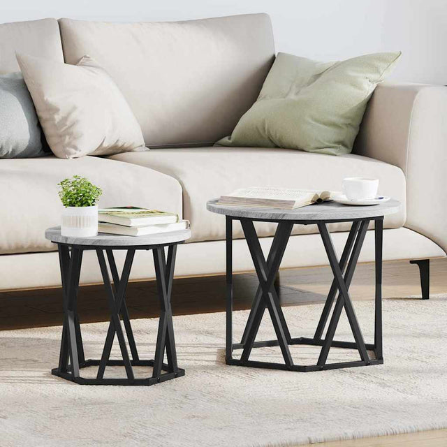 Vidaxl bijzettafel 2 st grijs sonoma 50 x 50 x 40 cm