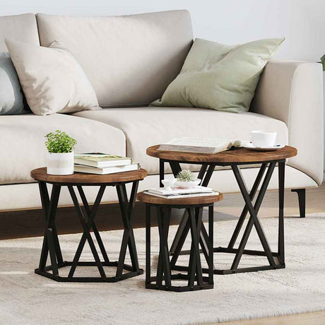 Vidaxl nestbare bijzettafel 3 st gerookt eiken 53 x 53 x 40 cm