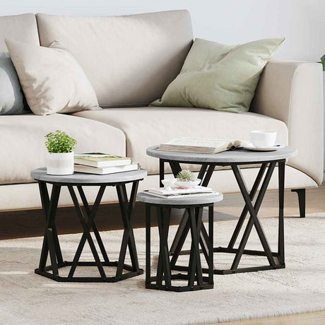 Vidaxl nestbare bijzettafel 3 st grijs sonoma 53 x 53 x 40 cm